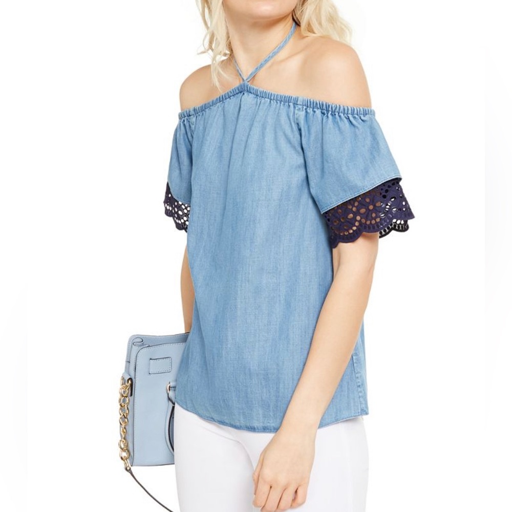 Michael Kors•Eyelet Detail Tie Neck Blouse Medium